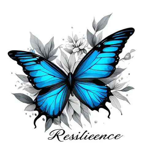 Resilience Phrase With Blue Butterfly Flying
