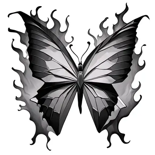 Butterfly Origami With Flames Coming