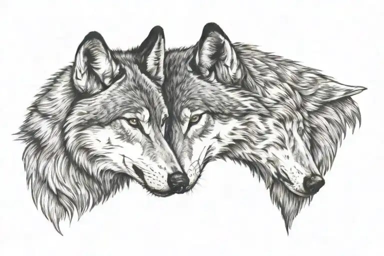 Two Wolf Head Together