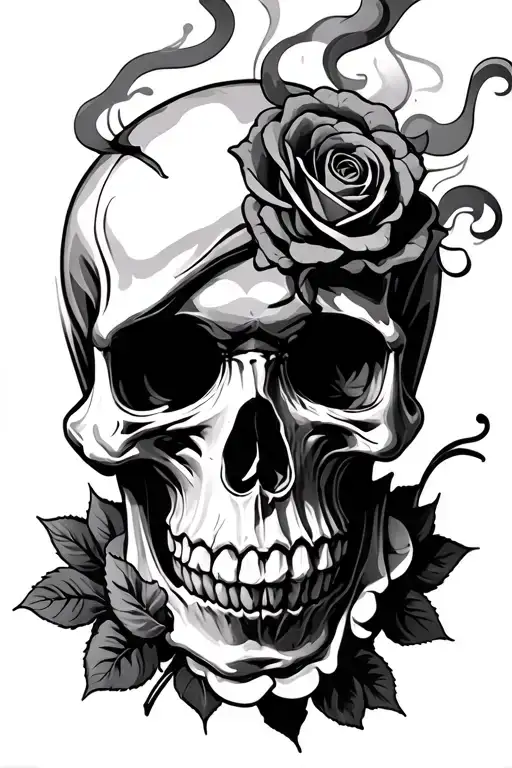 Skull Smoke And Roses Demonic