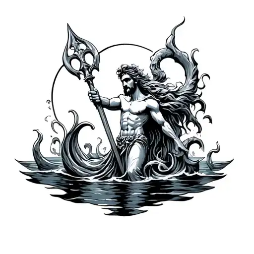 Poseidon Staff Under The Sea
