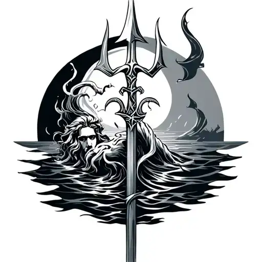 Poseidon Trident Under The Sea