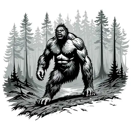 Big Foot Walking In A Forest