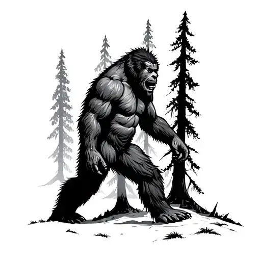 Big Foot Walking In A Forest