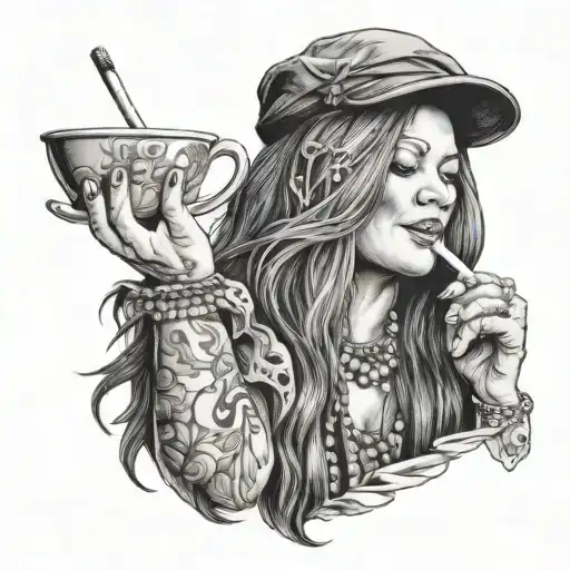 Janis Joplin Cigarette And Enjoying A Cup