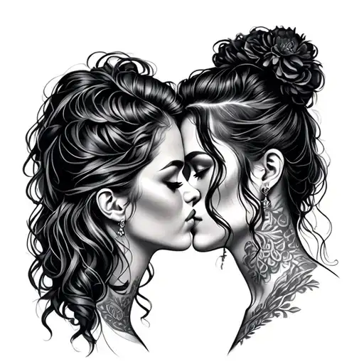 Lesbian Couple Kissing