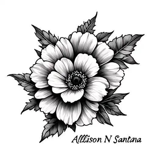 Flower Blooming With Name Tatto Allison N Santana