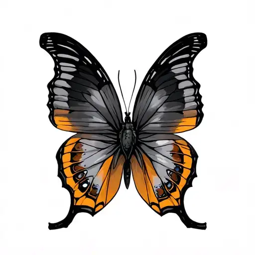 Butterfly With Tiger Eye Colored