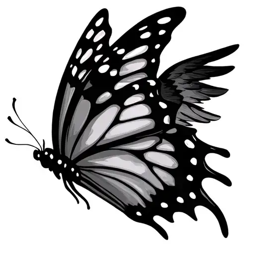 Butterfly And Angel Wings Flying