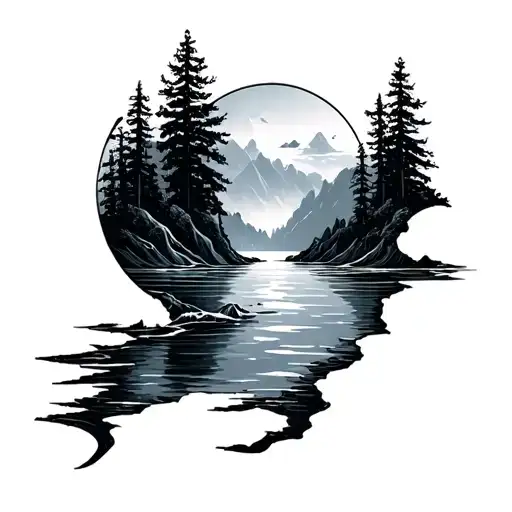 Elemental Tattoo Featuring Water And The Shape Of Lake Superior