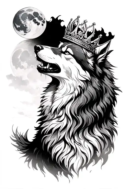 Crown Wolf Howling At The Moon