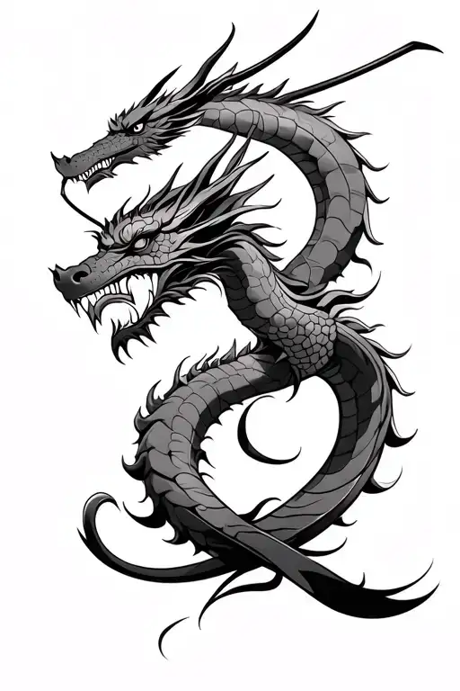 Samurai Warrior And Japonese Dragon