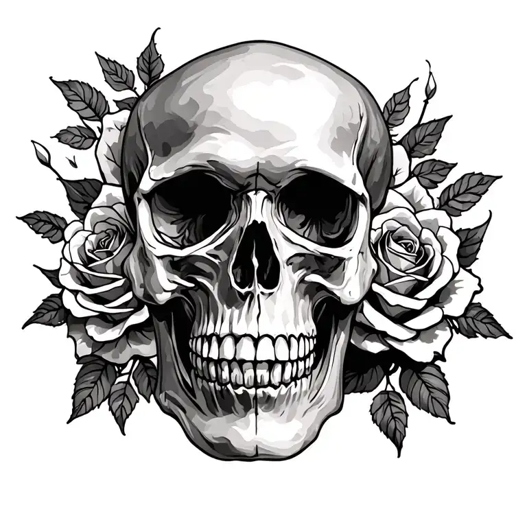 Skull And Roses Down Spine