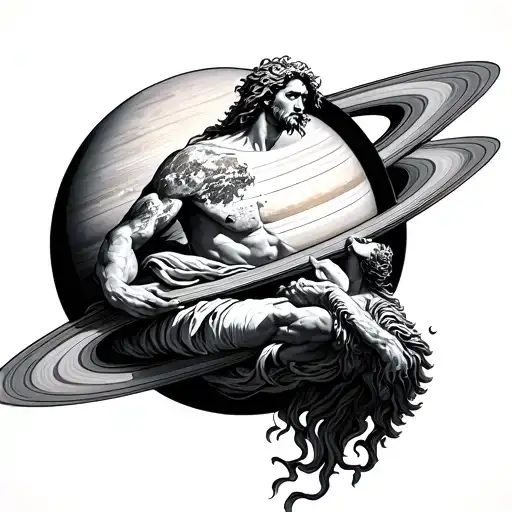 Poseidon Eating The Planet Saturn