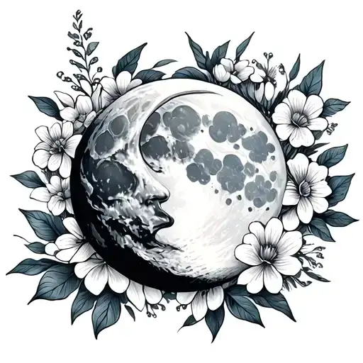 Moon And Flowers
