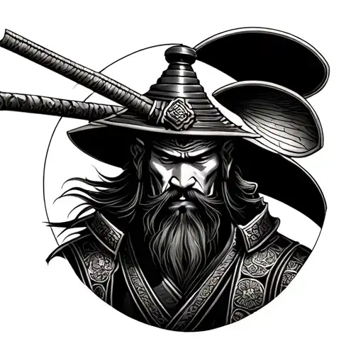 Japanese Samurai Shaded Blackwork