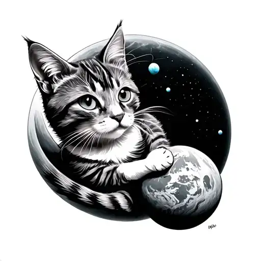 Cat Playing With Planet