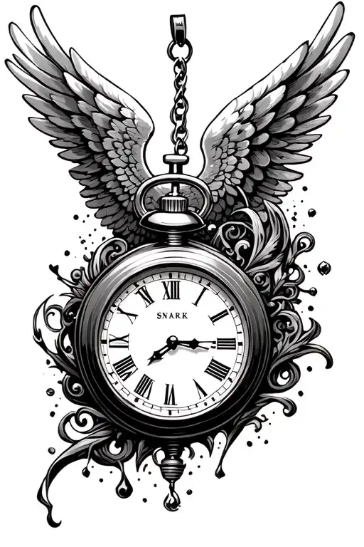 Stop Watch Falling With Cut Off Angel Wings