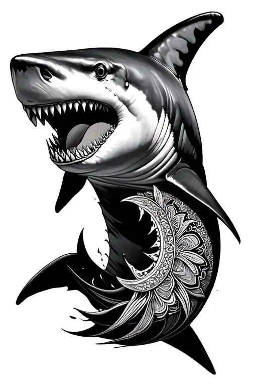 Great White Shark Mandala Design Incorporating
