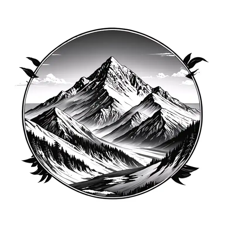 Mountain Back Tattoo Realistic