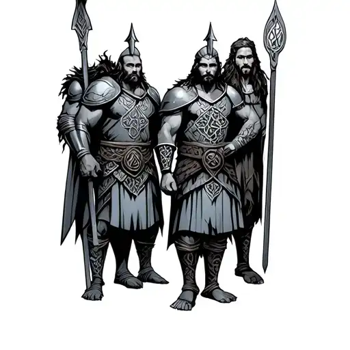 Celtic Warriors Standing Together