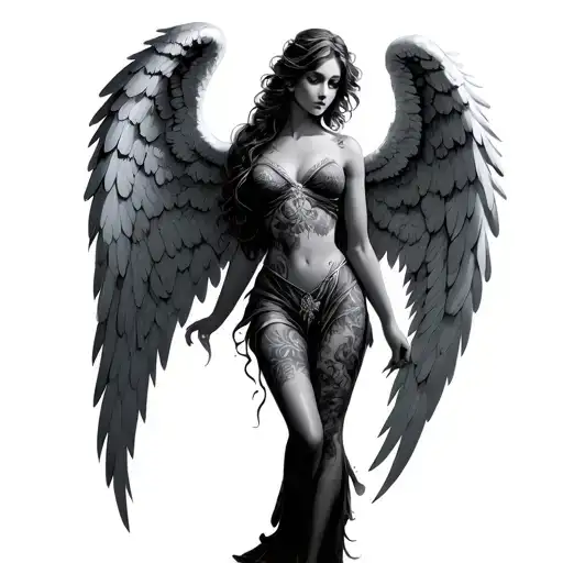 Female Angel With Wings Spread Wide