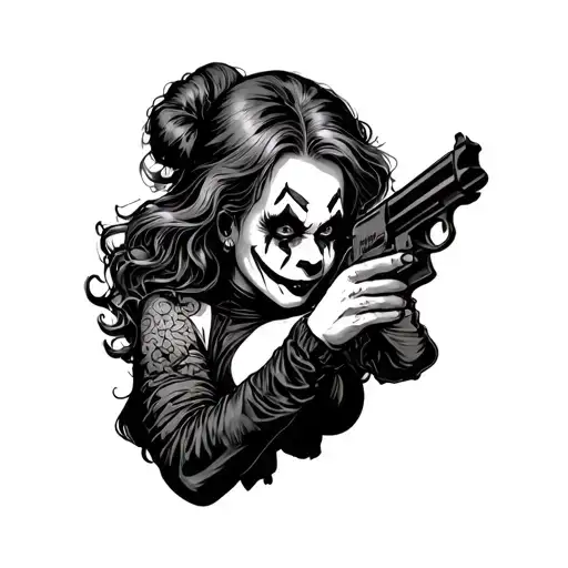 Sexy Clown Girl Holding A Gun