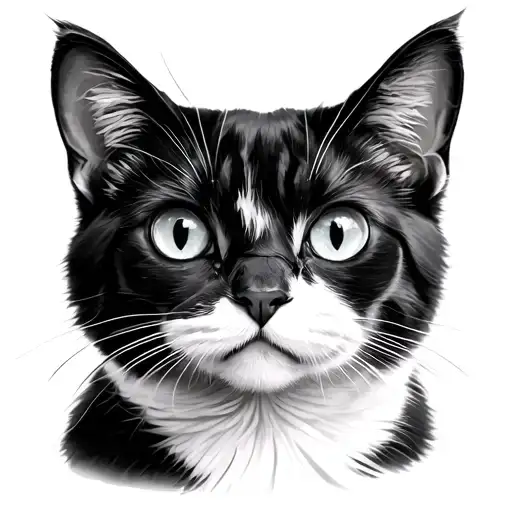 Black And White Cat Sitting