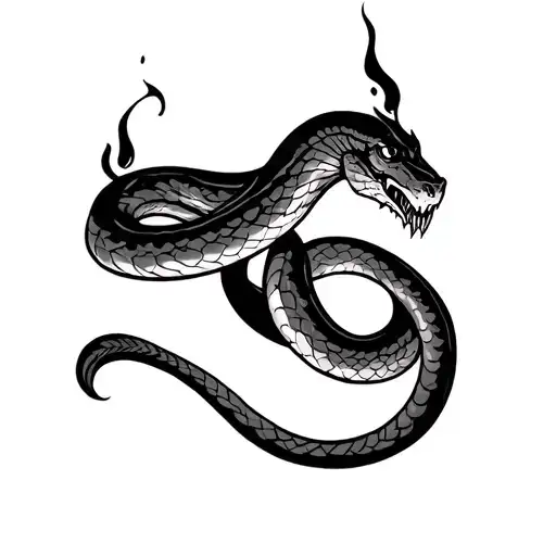 Fire Snake Tattoo Design