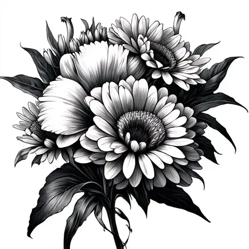 Iris And Chrysanthemum Bouquet