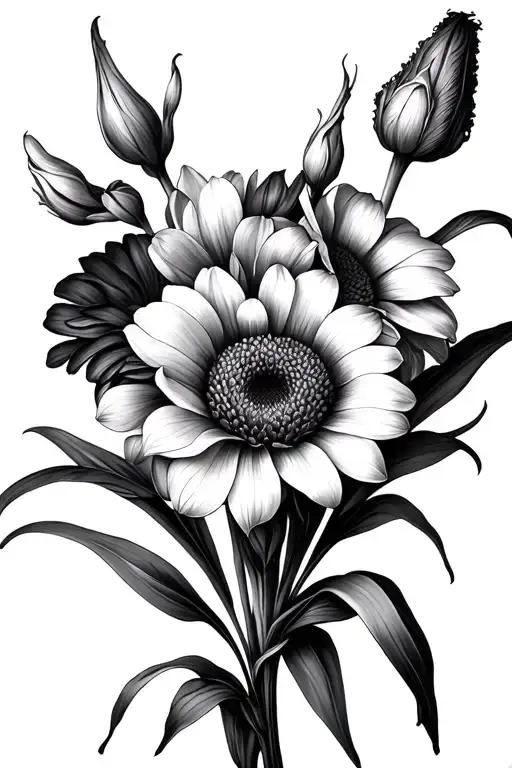 Iris And Chrysanthemum Bouquet