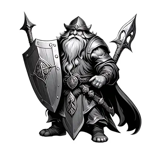 A Dwarf With A Shield And Lord Of The Rings Elements