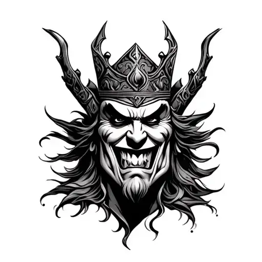 Cursive Writing King Evil Face