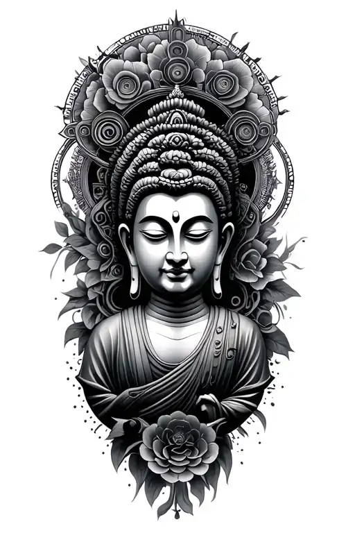 Buddhist Steampunk Zen Circle Wirh Buda