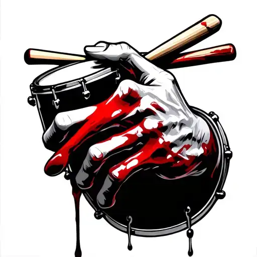 Bloody Hand Holding Drumsticks