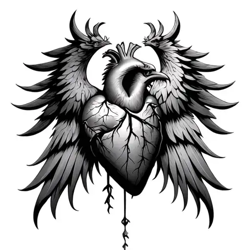 Phoenix In The Style Of An Anatomical Heart