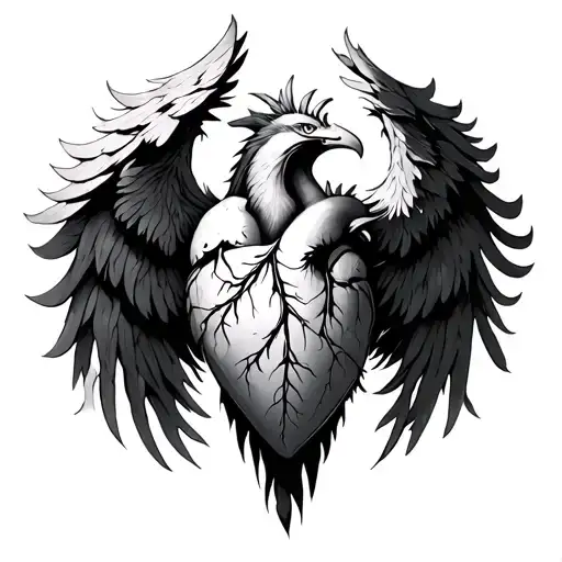 Phoenix In The Style Of An Anatomical Heart