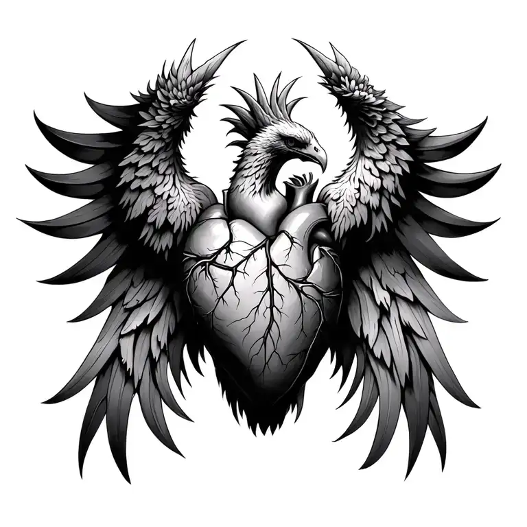 Phoenix In The Style Of An Anatomical Heart