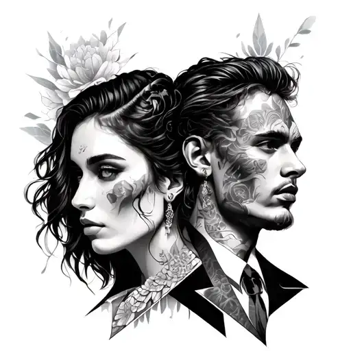 Duality For Patchwork Tattoo Design Featuring Masculinity And Feminism