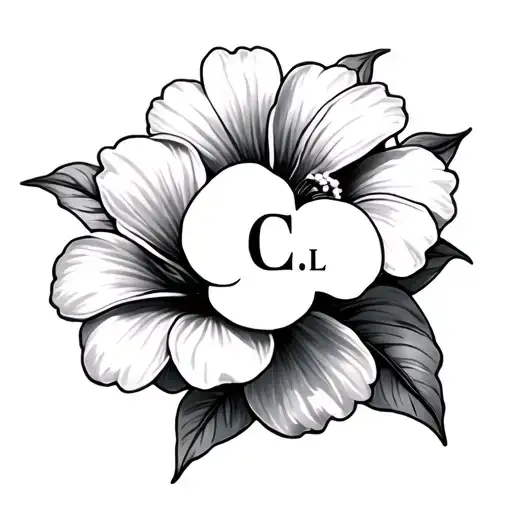Hawaiian Flower With Initials C L But Into The Flower