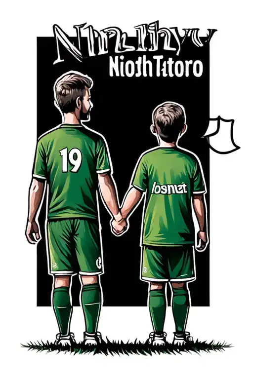 Father And Son Holding Hands With Norwich City Football Club Theme