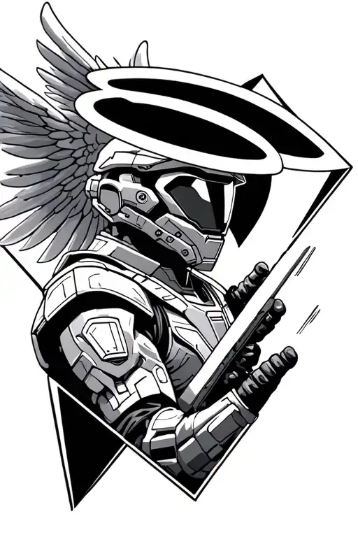 Master Chief Looking At The Halo Inside A Diamond Shape