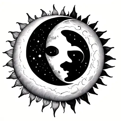 Sun And Moon Merging Together