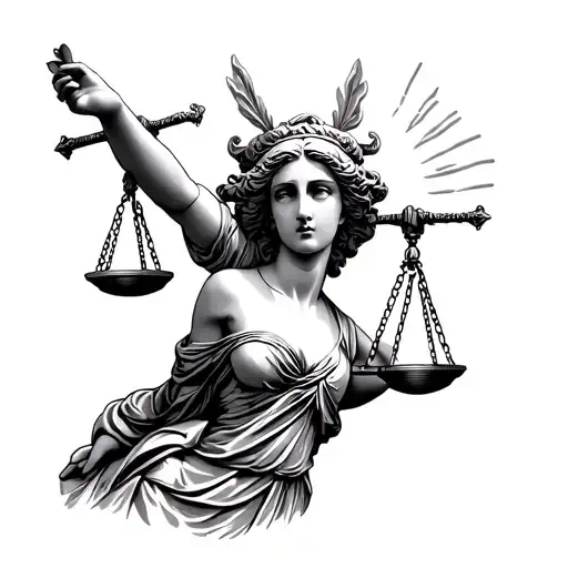 I Want A Neoclassical Style Tattoo In Which The Goddess Justice Appears