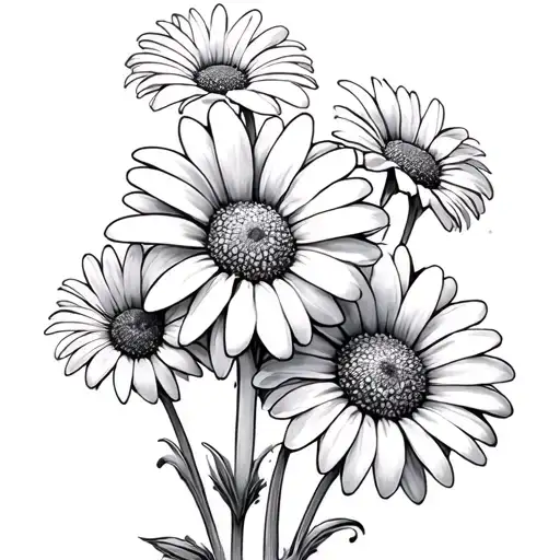 Three Daisys Behind Ear