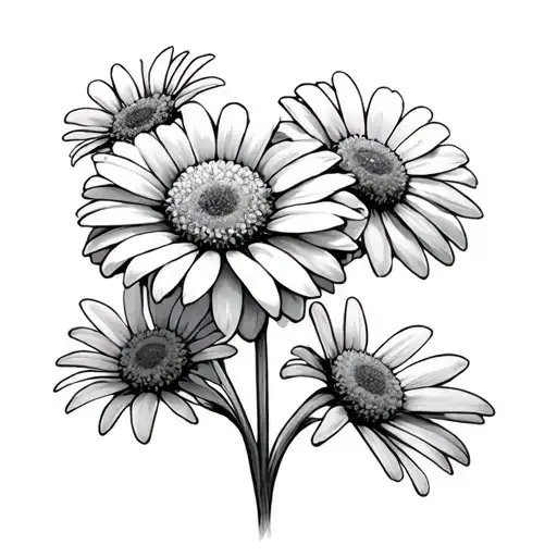 Three Small Daisys Behind Ear