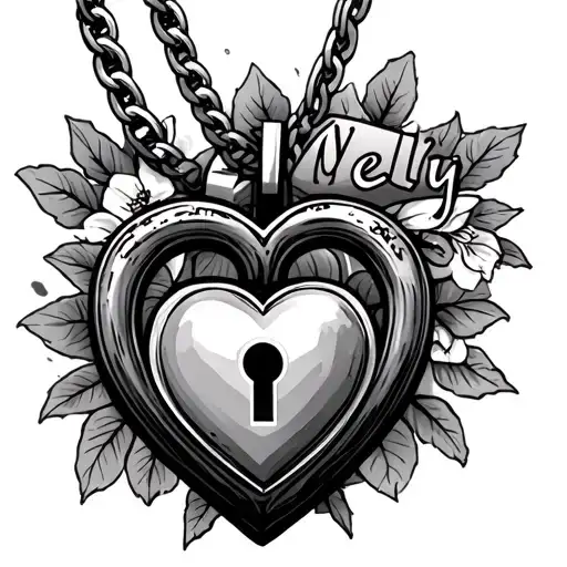 Name Melly With Heart Shaped Lock Necklace