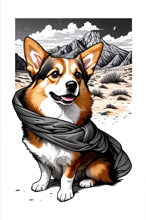 Beautiful Desert Scenery With Corgi Wrap Around