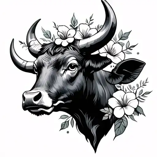 Bull With Flowers