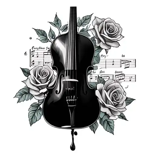Cello Music Sheet And Roses